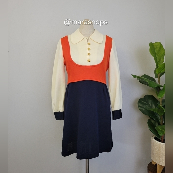 Vintage 1960's Mod Colorblock Dress - Picture 1 of 4